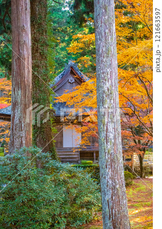 【京都風景】三千院　大原の里の紅葉は心にしみる秋色 121663597