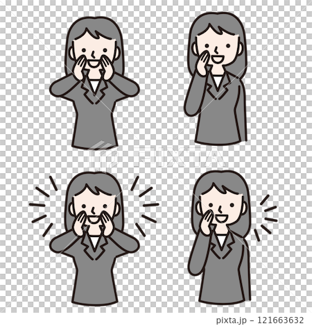 A woman in a suit calling out with a smile: Illustration material 121663632