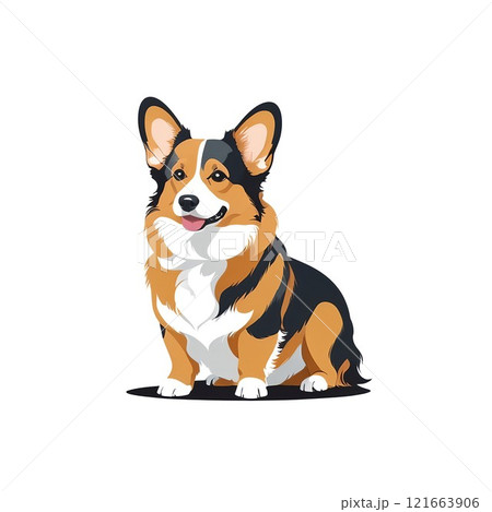 お座りをしておねだりするコーギー 121663906