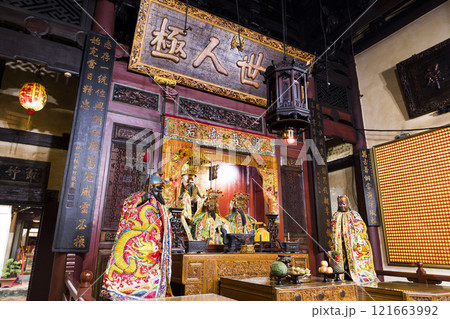 The main hall of the Martial God Temple in Tainan, Taiwan, enshrined statues of Guan Sheng Di Jun. 121663992