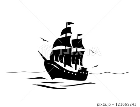 Boat whit birds, not an IA content 121665243