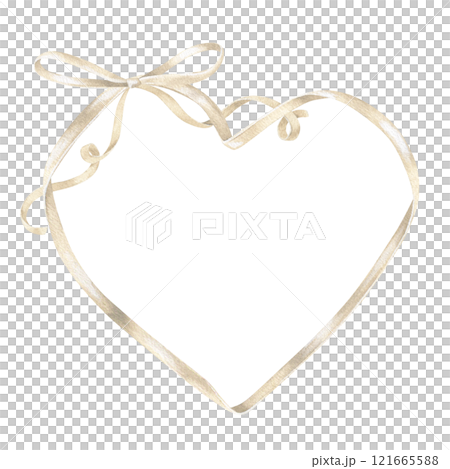 Watercolor heart-shaped ribbon frame with a...のイラスト素材 [121665588] - PIXTA