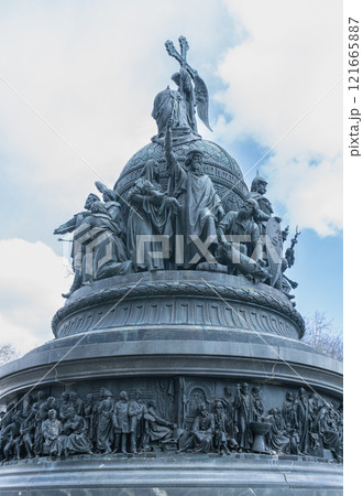 Monument to the Millennium of Russia. Famous tourist attraction. Veliky Novgorod, Russia.  121665887