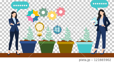 Illustration of a businesswoman growing her business Illustration of a businesswoman growing her business 121665902