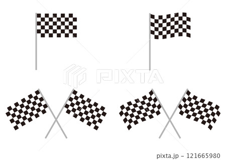 チェッカーフラッグのイラストセット 121665980