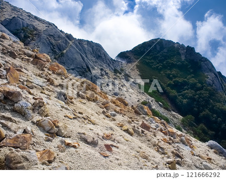 甲斐駒ヶ岳登山道中の乾燥山肌 甲斐駒ヶ岳登山道中の乾燥山肌 121666292