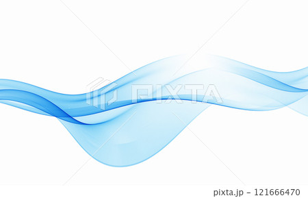 Blue transparent transparent smoky flow abstract wave , design element. 121666470