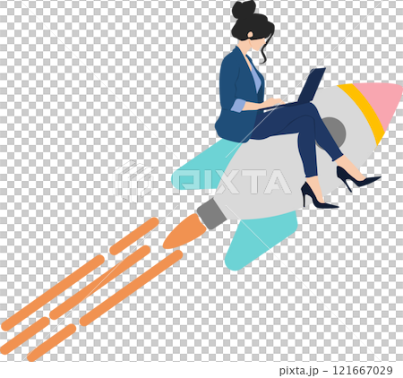 新規事業を始めるビジネスウーマンのイラスト 121667029