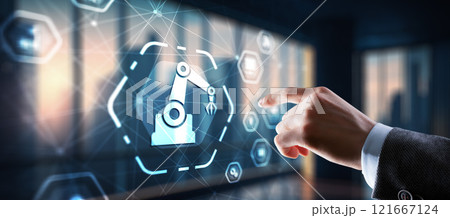 RPA Robotic Process Automation system. Artificial intelligence concept RPA Robotic Process Automation system. Artificial intelligence concept 121667124