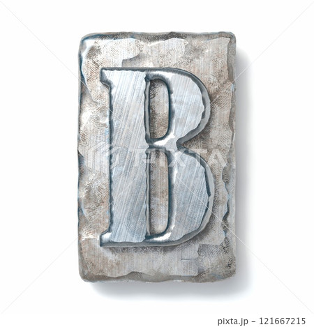 Aged metal letterpress Letter B 3D 121667215