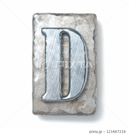 Aged metal letterpress Letter D 3D 121667216