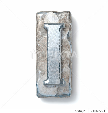 Aged metal letterpress Letter I 3D 121667221