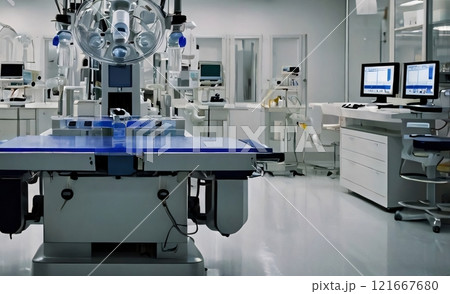 medical devices in modern hospital room 121667680