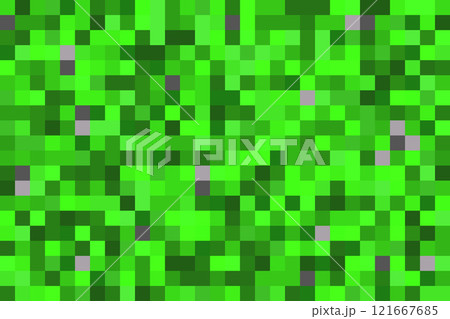 Pixel texture background with grass blocks. Green cubes seamless pattern for game. Square bricks abstract wallpaper. Vector mosaic backdrop Pixel texture background with grass blocks. Green cubes seamless pattern for game. Square bricks abstract wallpaper. Vector mosaic backdrop 121667685