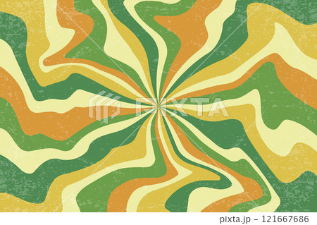 Retro swirl rays background. Vector psychedelic pattern with groovy texture. Sun burst bg with radial twirl stripes. Vintage wavy hypnotic vortex. 70s green comic illustration Retro swirl rays background. Vector psychedelic pattern with groovy texture. Sun burst bg with radial twirl stripes. Vintage wavy hypnotic vortex. 70s green comic illustration 121667686