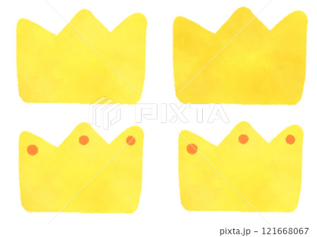 金色の王冠のかわいい水彩風イラスト素材 セット 121668067