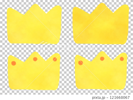金色の王冠のかわいい水彩風イラスト素材 セット 121668067
