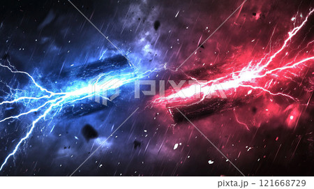 Electric Clash Red versus Blue Lightning Effects Showcase with Dynamic Visuals and Artistry 121668729