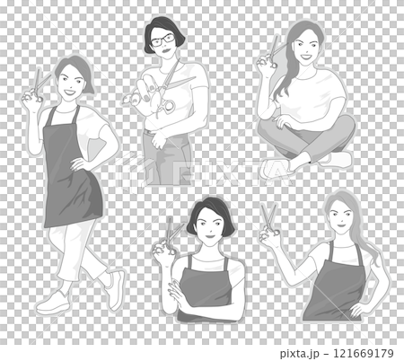 用剪刀擺出完美姿勢的美髮師/理髮師 121669179