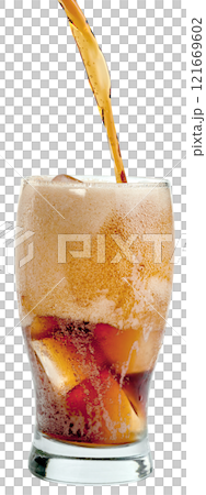cola water and ice cubes in glass transparent isolated cola water and ice cubes in glass transparent isolated 121669602