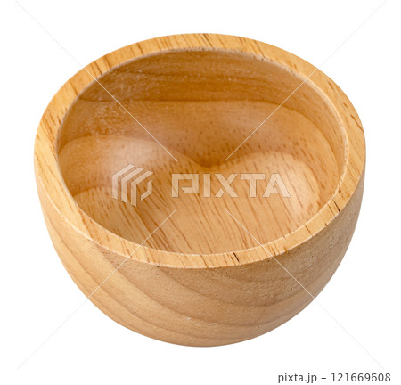 Wooden bowl isolated 121669608
