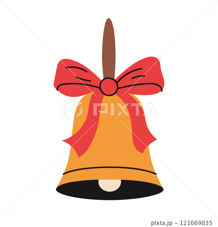 Hand drawn school bell with bow. Vector illustration 121669835