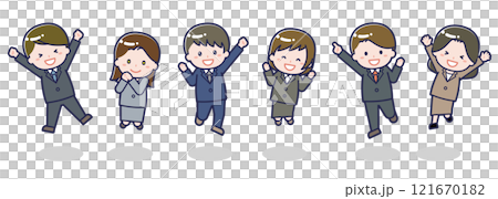 いろいろな人物セット_はしゃぐ_男女 121670182