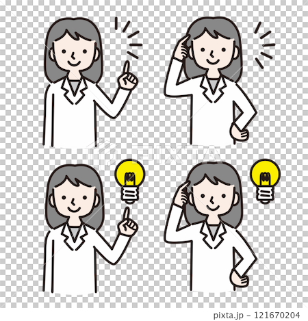 A woman in a white coat (doctor, pharmacist, nutritionist, researcher) A woman in a white coat (doctor, pharmacist, nutritionist, researcher) 121670204