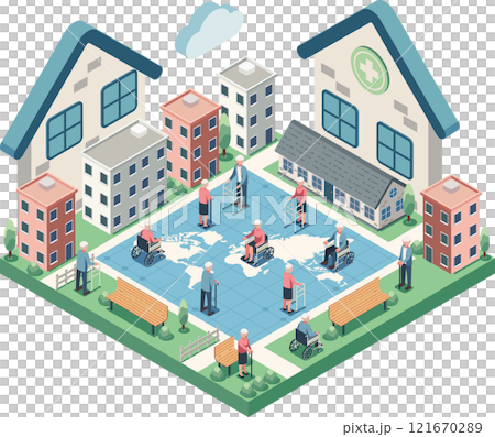 Isometric Global Aging Population with Elderly Using Mobility Aids 121670289