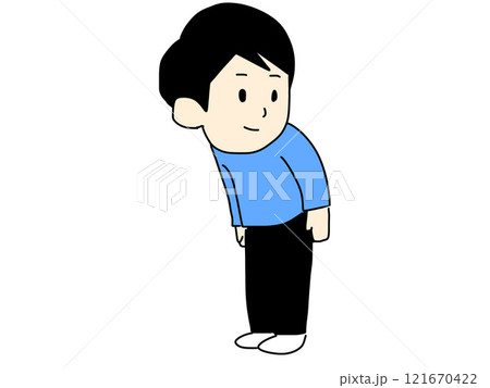 笑顔で振り向く男性のイラスト 121670422