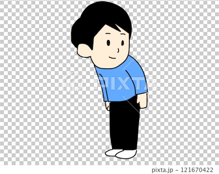 笑顔で振り向く男性のイラスト 121670422