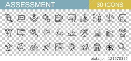 Assessment, evaluation and appraisal icon set Assessment, evaluation and appraisal icon set 121670555