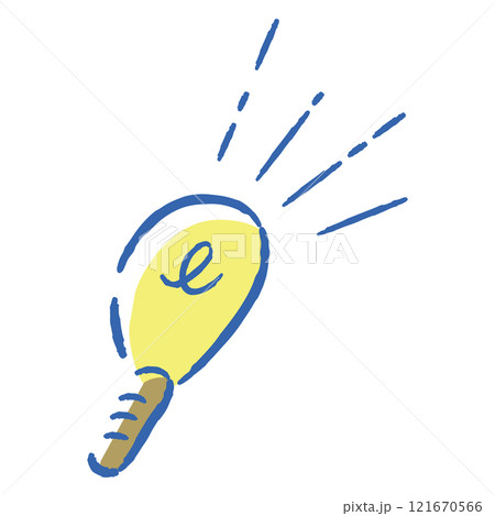 ひらめきやアイデアの感情を表すシンプルでおしゃれな手描きの豆電球 ひらめきやアイデアの感情を表すシンプルでおしゃれな手描きの豆電球 121670566