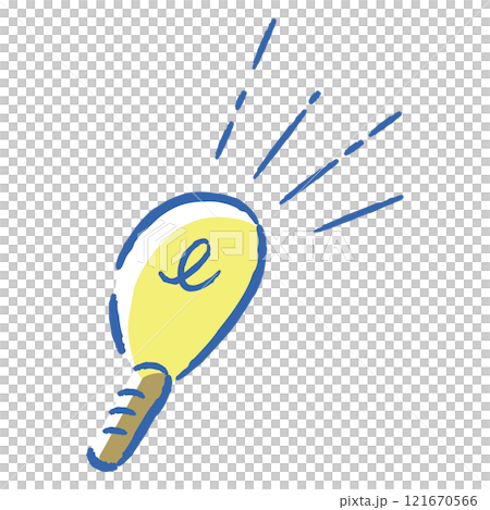 ひらめきやアイデアの感情を表すシンプルでおしゃれな手描きの豆電球 ひらめきやアイデアの感情を表すシンプルでおしゃれな手描きの豆電球 121670566