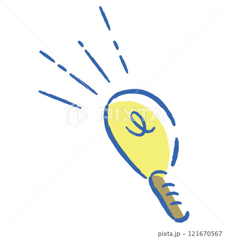 ひらめきやアイデアの感情を表すシンプルでおしゃれな手描きの豆電球 ひらめきやアイデアの感情を表すシンプルでおしゃれな手描きの豆電球 121670567