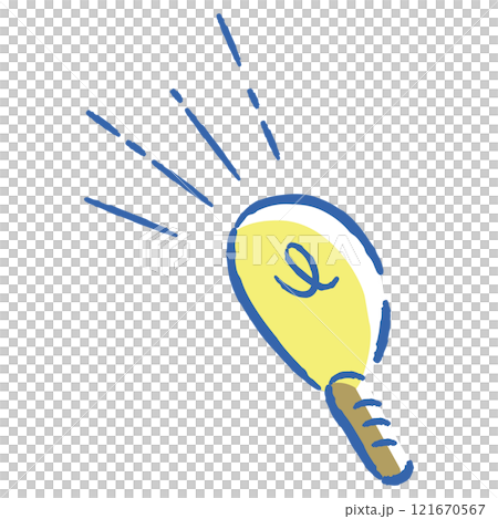 ひらめきやアイデアの感情を表すシンプルでおしゃれな手描きの豆電球 ひらめきやアイデアの感情を表すシンプルでおしゃれな手描きの豆電球 121670567