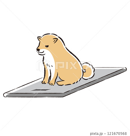 体重計に乗る犬のイラスト 体重計に乗る犬のイラスト 121670568