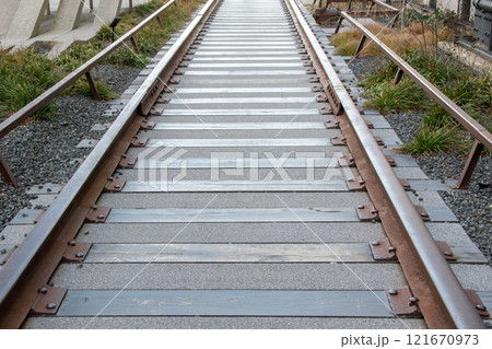 The railway track, old vintage railroad tracks 121670973