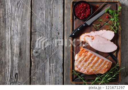 grilled turkey breast with herbs and cranberry grilled turkey breast with herbs and cranberry 121671297