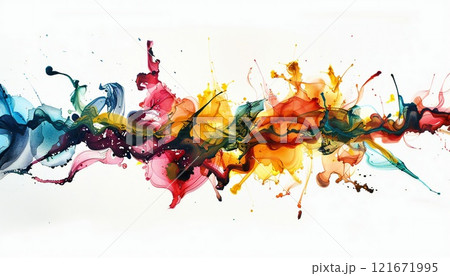 Colorful, abstract ink painting, a visual symphony of flowing colors 121671995