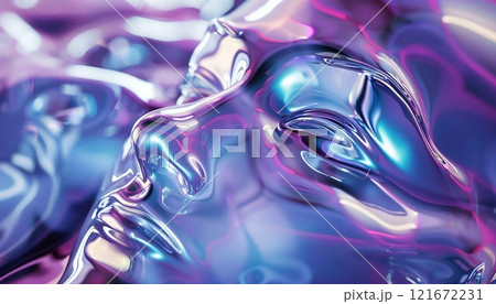 Molten metal twists into the abstract shape of a woman's face 121672231