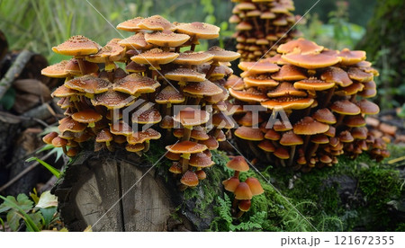 Various mushrooms growing in the forest, photo image Various mushrooms growing in the forest, photo image 121672355