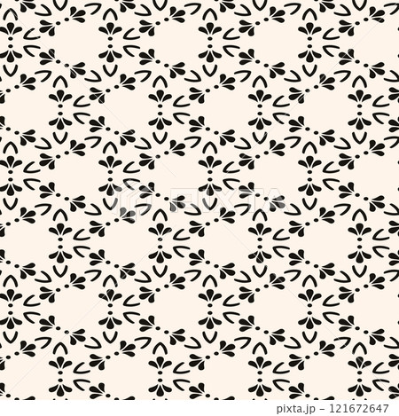 Simple minimalist geometric seamless pattern. Abstract monochrome minimal background with small floral shapes. Subtle repeat design for decor, print. Simple minimalist geometric seamless pattern. Abstract monochrome minimal background with small floral shapes. Subtle repeat design for decor, print. 121672647