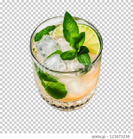 glass of mojito cocktail isolated on white glass of mojito cocktail isolated on white 121673236