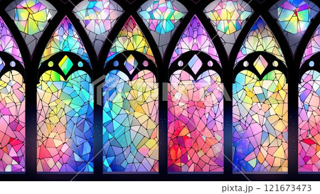カラフルなステンドグラスの窓 カラフルなステンドグラスの窓 121673473