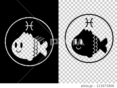 Pisces black and white icon illustration 121673806
