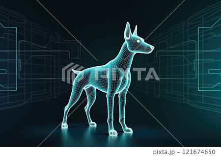 Digital dog wireframe model in futuristic...のイラスト素材 [121674650] - PIXTA