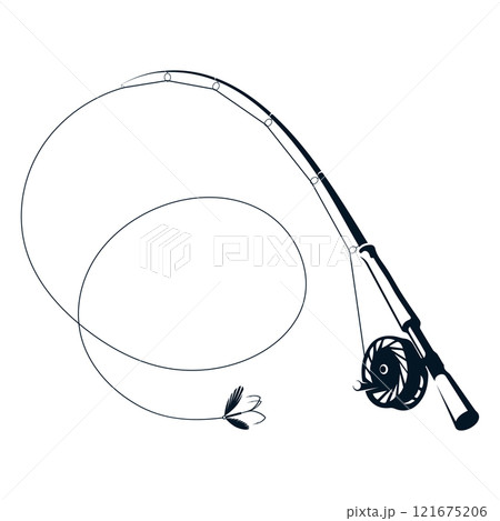 Fishing rod with bait line and reel 121675206