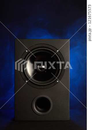 Black speaker and blue smoke Black speaker and blue smoke 121675573