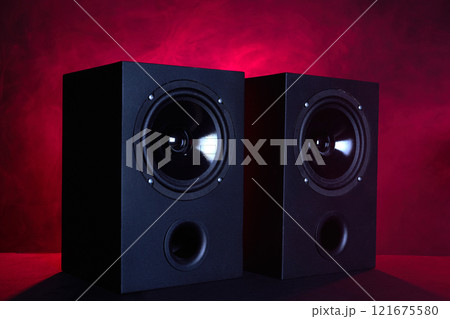 Black speaker and red smoke Black speaker and red smoke 121675580